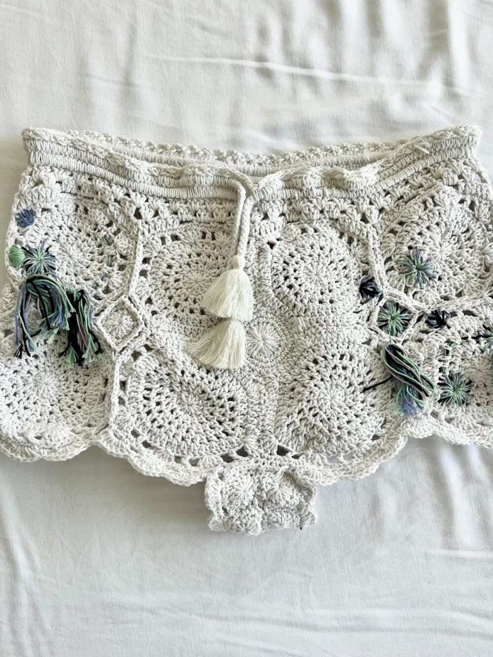 Poupette St Barth Bobo Crochet Boxer Shorts White | XS | NWT